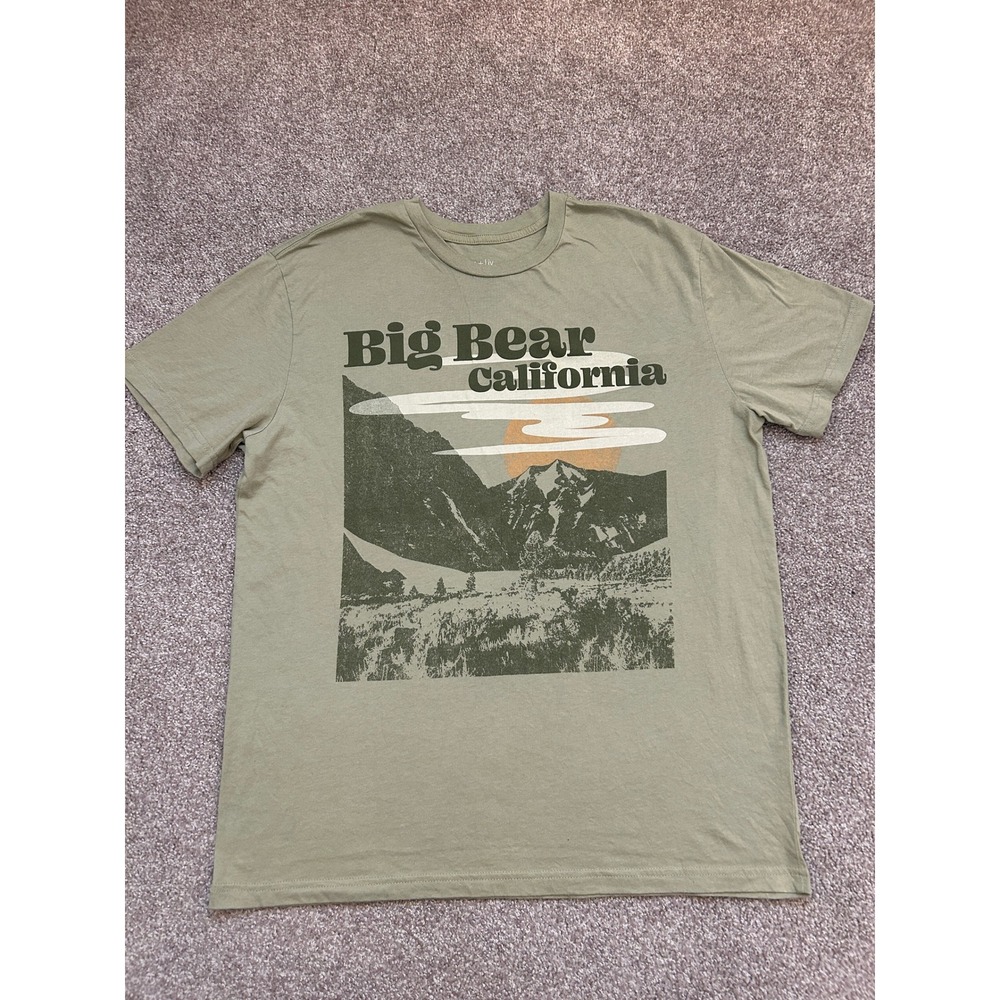Zoe + Liv Big Bear California T-Shirt Unisex Large Olive Green Excellent Graphic